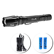 ultrafire e3 Fokus einstellbaren Zoom-5-Modus CREE XM-L T6 LED Taschenlampe Set (1600lm, 2x18650)