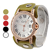 En cuir pour femme élégante montre à quartz analogique mode poignet (couleurs assorties)