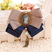 Handmade Coffee Blue Satin 10.5cm Bow Aristocrat Lolita Headdress
