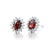 925 Sterling Zilver natuurlijk granaat oorbellen (1.4carat) (5 * 7mm)