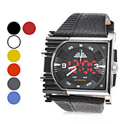 Uomo PU analogico - Digital Multi-Movimento orologio da polso (nero)