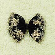 Handmade Black and Golden Satin and lace 11cm Bow Classic Lolita Headdress