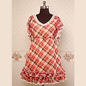 Half-ærme Knælang Mix-farve chiffon Søde Lolita Kjole