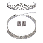 Mote legering med Rhinestone kvinners smykker Set inkludert kjede, øredobber, Tiara