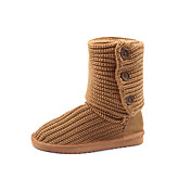 Women's Fabric Rubber Anti-Slip Waterproof Warming Mid-Calf Flat Snow Boots (Assorted Colors)