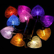 1.5M 10 Jefes Corazón Siete Colores de luz LED String (Utilice la batería) - Decoración de Navidad y Halloween