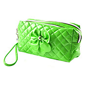 1pcs Lattice plastik og læder Cosmetic Bag Med Flower (18x14x4cm, Random Color)
