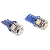 T10 1W 5x5050 SMD Blue Light LED Bulb for Car (2-Pack, 12V)