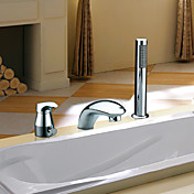 Two Handles Chrome Finish Widespread Contemporary With Handshower Tub Faucet