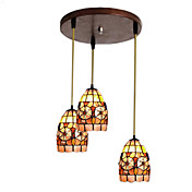 60W E27 3-light Pendent Lights with Shade in Shell Feature