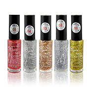 5PCS BK Multi-Color Nail Art polaco Brilla Decoración (10 ml)