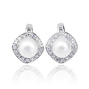 elegante sterling zilver zoet water parel oorbellen (7,5 * 7,5 mm)