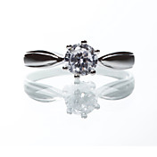 Elegant 925 Sterling Silver Platinum Plated Cubic Zirconia Ring