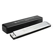 Swan - (SW24H-3) 24 Hole Senior Tremolo Harmonica  with Plastic Box (Laser-printing  Silver Finish)