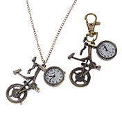 Unisex Bicycle Style Alloy Analog Quartz Keychain Necklace Watch (Bronze)