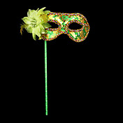 Elegant Flower and Sequin Green PVC Holiday Half-face Mask