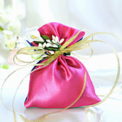 Fuchsia Satin Favor Bag With Ribbon (Set of 6)