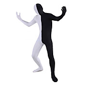 Negro y Blanco Lycra Zentai traje de cuerpo completo