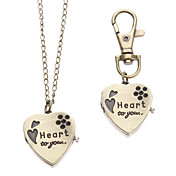 Unisex Hart-vormige Style Alloy Analoog Quartz sleutelhanger ketting horloge (Brons)
