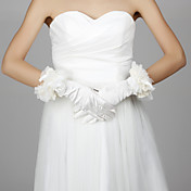 Elastic Satin Fingertips Wrist Length Wedding/Evening Gloves With Flowers