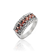 Elegante Sterling Silber Granat Ring (0,17 Karat) (3 * 4mm)