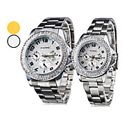 Pair of Steel Analog Quarz Paar Uhren (Silber)