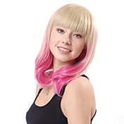 Lolita Curly Wig Inspired by Zipper Blunt-cut Golden and Pink Mixed Color 55cm Punk