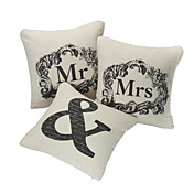 Conjunto de 3 Tampa Amor Casais Pillow algodão / linho decorativa