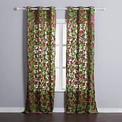 (Two Panels) Country Beautiful Jacquard Floral Energy Saving Curtains