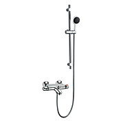 Chrome Finish Termostatbatteri Wall Mount Moderne Sliding Dusj Blandebatteri med 8 Inch dusjhode og hånddusj