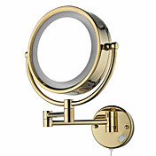 Ti-PVD Acabamento de 180 graus de giro Círculo de montagem na parede de 360 ​​graus de giro 8,5 "Espelho de Ouro Cosméticos