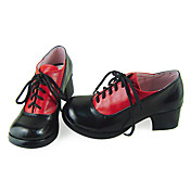 Håndlavet sort og rød PU Leather 4.5cm High Heel Noble Academy School Lolita Shoes