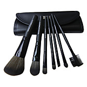 7pcs Cosmetic Kunstig Fibre Brush Set (Sort)