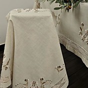Classic linen Beige Jasmine Flowers Table Cloths