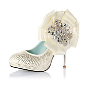 Luxurious Leatherette Upper Stiletto Heel Closed Toe With Satin Flower Wedding/ Party Shoes