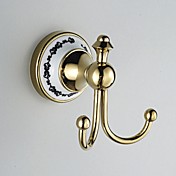 Ceramica a parete doppia rotonda di fine d'Oro Ti-PVD Robe Hook