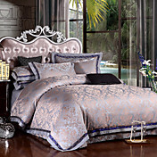 4pcs 300tc cinza jacquard capa de edredão conjunto
