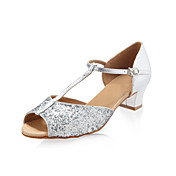 Ballroom Practice Shoes Sparkling Glitter Upper Latin Dance Shoes for Women and Kids More Colors