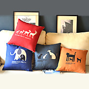Conjunto de 4 Tampa animal dos desenhos animados travesseiro algodão / linho decorativa