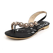 Leather Low Heel Sandals With Rhinestone Party / Evening Shoes (More Colors)