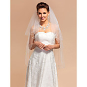 Smukke Two-tier Fingerspids Wedding Veil Med Beaded Edge