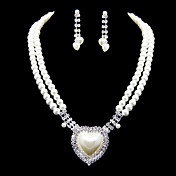 Pérola de imitação encantador Com Jóias strass Mulher Conjunto, incluindo colar, brincos