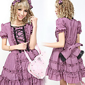 Short Sleeve Short Purple Polka Dots Cotton Sweet Casaul Lolita Dress