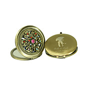 Personalized Flower Design Chrome Compact Mirror Favor