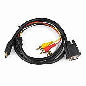 HDMI 1.3 Version Male to VGA+3RCA Male Cable (1.8m, Black)