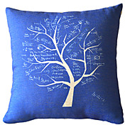 Clássico Blue Tree algodão / linho fronha decorativa
