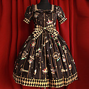 Funny Amusement Park Short Sleeve Knee-length Brown Cotton Sweet Lolita Dress