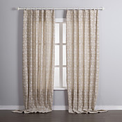 (Two Panels) Classic Linen Snowflake Nature Lined Curtains