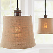 60W Moderne Pendel med Fabric Drum Shade