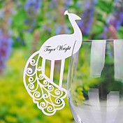 Pretty Peacock Card Lugar Para Galss Vino (Set de 12)